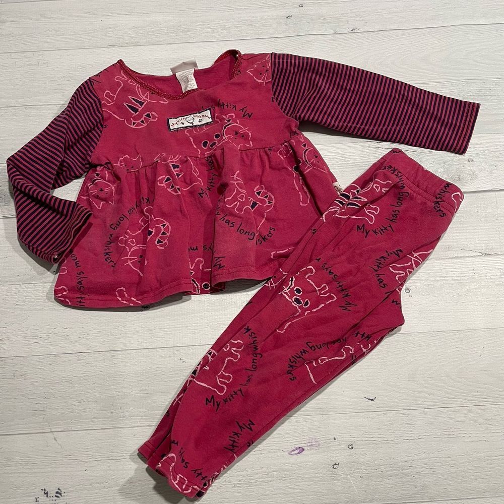 Vintage carters 2 piece cat print girls 2T